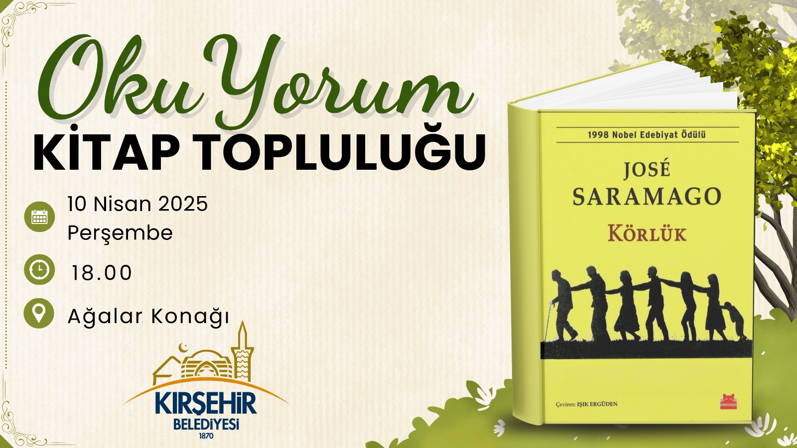 OKUYORUM KİTAP TOPLULUĞU NİSAN AYI BULUŞMASINI “KÖRLEŞME” İÇİN YAPACAK